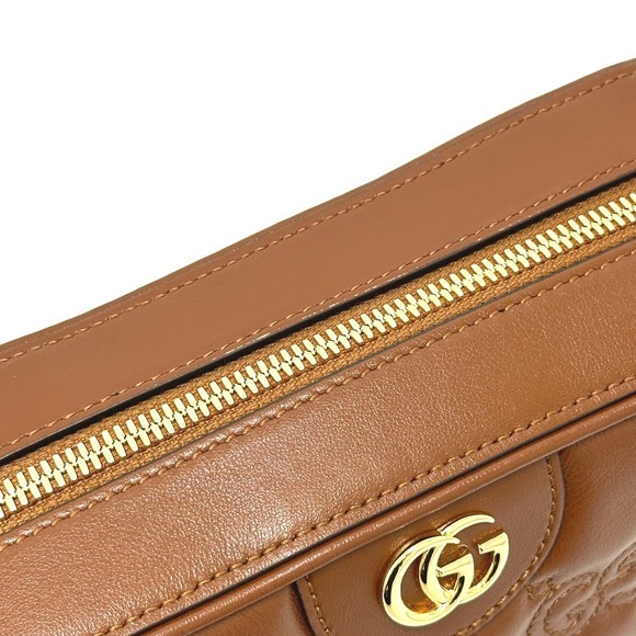 Gucci GG Matelasse Double Crossbody Shoulder Bag Brown Leather - Picture 9 of 15